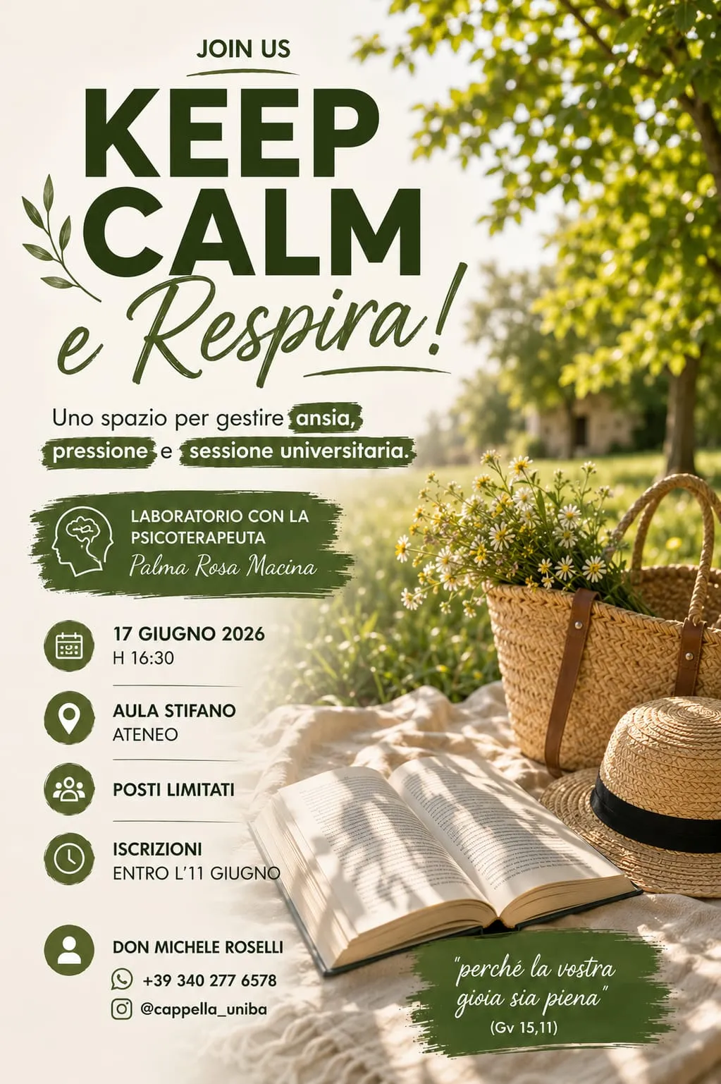 Keep Calm e Respira! Laboratorio per gestire ansia e pressione con la psicoterapeuta Palma Rosa Macina