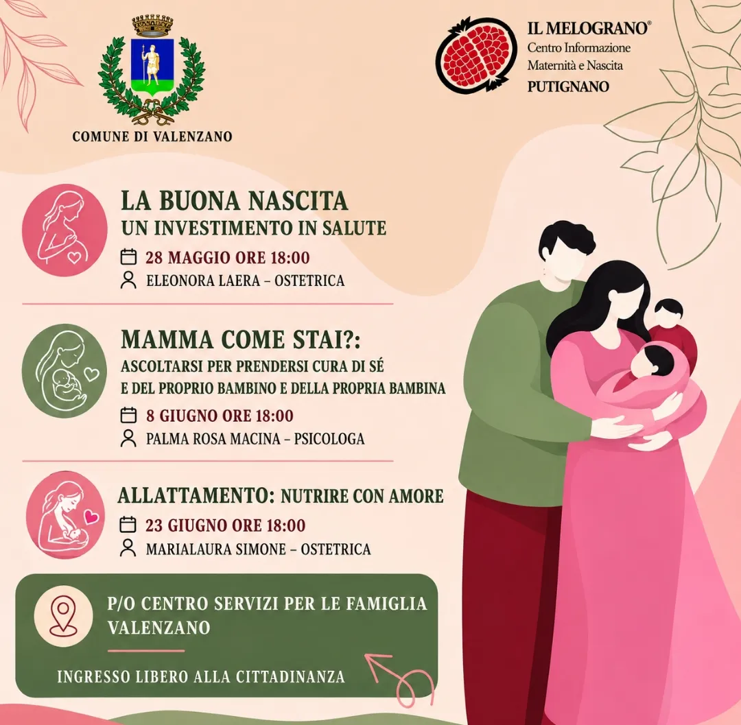 La Buona Nascita, ciclo di incontri sulla maternità a Valenzano con la psicologa Palma Rosa Macina